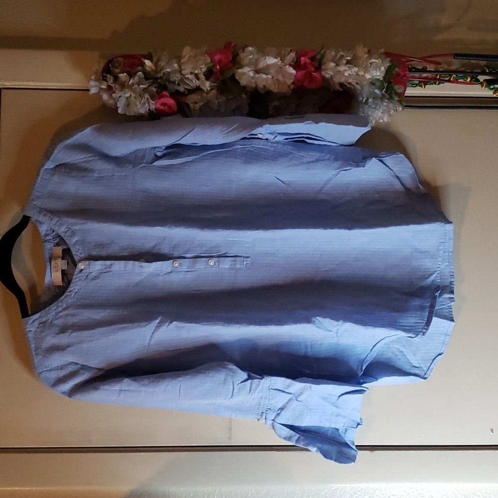 LOFT Small light blue striped tunic shirt